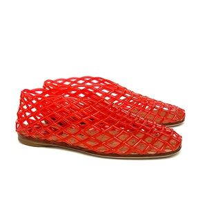 The Row Mara Flat Sandal Red PVC Net Jelly Loafers